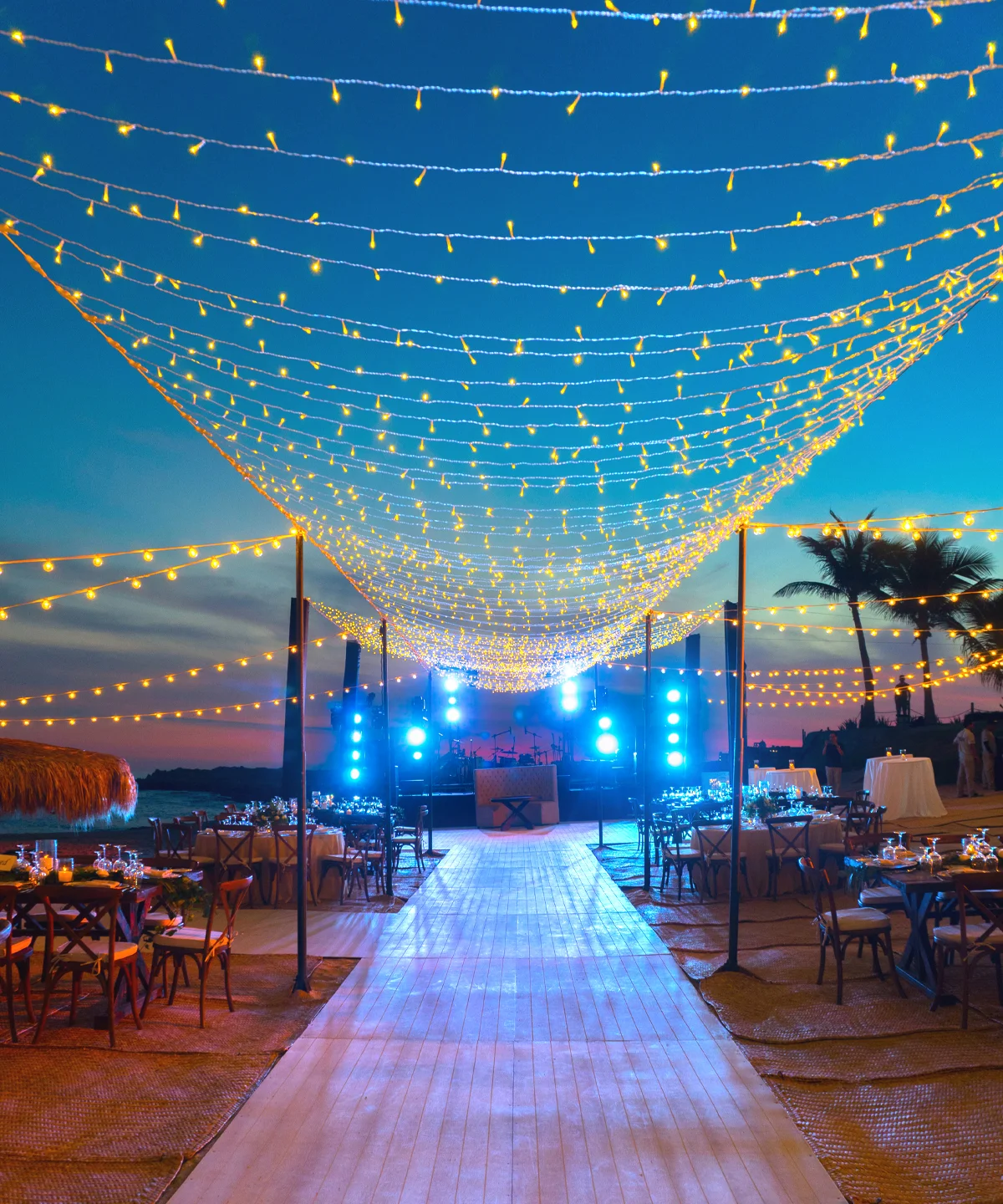 Beach wedding party on the day