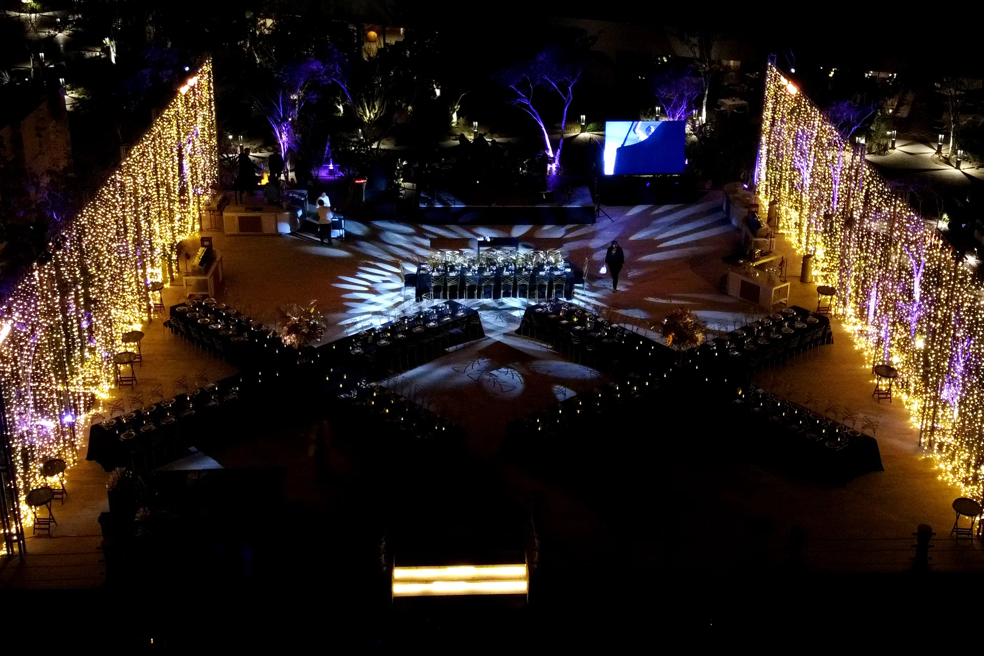 Light projection at a corporate event